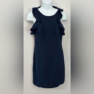 LILLY PULITZER NWOT Solid Navy Ruffle And Lace Detail Cocktail Dress Size 4